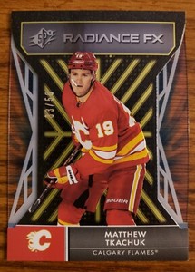 Matthew Tkachuk 2021-22 SPx Hockey Radiance FX Gold #33/50. Calgary Flames 