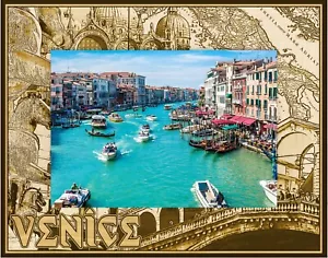 Venedig Italien Lasergravur Holz Bilderrahmen Querformat (5 x 7) - Bild 1 von 2