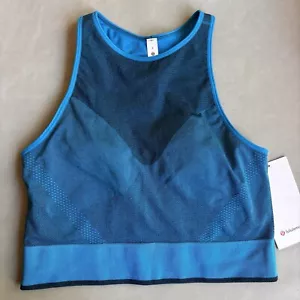 NWT $68 Size 8 Lululemon Blue Seamless Mesh Supportive Training Tank Top - Picture 1 of 7