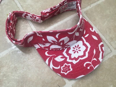 NUEVO Sol Hawaiano Floral Visera Talla Única Ajustable Sombrero Gorra Rojo Foto 1 de 2