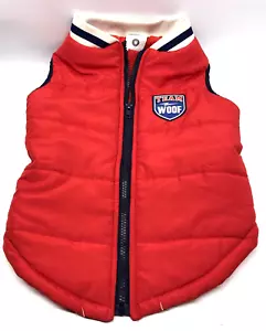 Vibrant Life Apparel Size M Team Woof Red Dog Coat Zipper Keep Fur Babies Warm - Picture 1 of 6