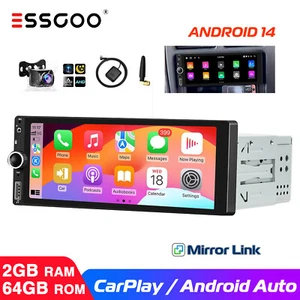 6.9" Single 1 DIN Android 14 Auto Carplay Autoradio Touch Screen GPS NAV Cam 64G - Bild 1 von 14