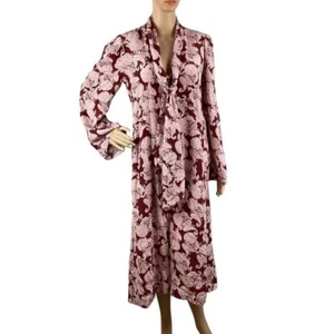 Equipment Femme Julianne 100% Seide Paisley Midikleid Gr. S Burgund Rosa - Bild 1 von 8