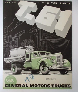 1938 GMC General Motors LKW Modell T.61 Verkaufsbroschüre, 7 und 8 Tonnen Sortiment - Bild 1 von 3
