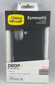 Otterbox Symmetry Series Cactus Leather Material iPhone 16 - Black - Picture 1 of 5