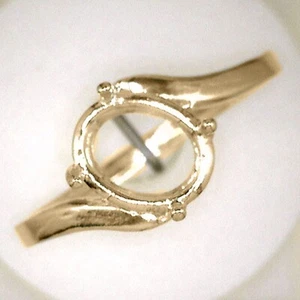 PRE-NOTCHED 9X7 OVAL BYPASS SOLITAIRE RING IN 10K YELLOW GOLD CR277-10KY - Picture 1 of 3