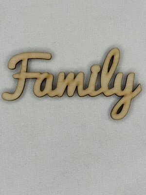Corte láser personalizado sin terminar mayúsculas familia forma de palabra recorte artesanal madera Foto 1 de 2