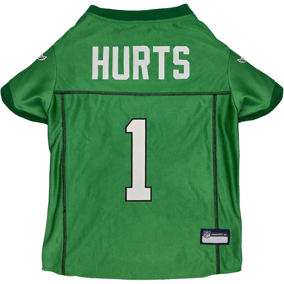 Pets First NFLPA Jalen Hurts Kelly Green Jersey for Dogs & Cats Throwback Jersey - Image 1 of 4