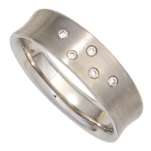 Ring Women's Ring With 5 Diamonds, 950 Platinum Matte Platinring - Foto 1 di 1