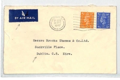 GB KGVI Cover IRISH SEA AIRMAIL London 1947 Dublin EIRE 4½d Rate {samwells}BU155 - Image 1 of 3
