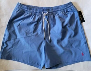 Polo Ralph Lauren Mens Swim shorts Pony Logo size L XL 2XL BLUE Pink Swim trunk - Picture 1 of 13
