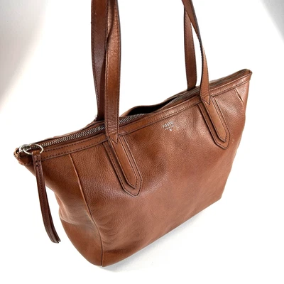 Fossil Leather Y2K Sydney Shopper Tote Brown Shoulder Bag Purse Handbag Large - Image 1 of 4