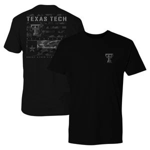 Camiseta para hombre negra Texas Tech Red Raiders camuflada con panel de bandera - Imagen 1 de 3