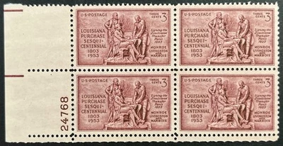 U.S. Scott #1020, P.B. of 4, Louisiana Purchase 150th Anniversary Issue, VF, MNH - Image 1 of 2