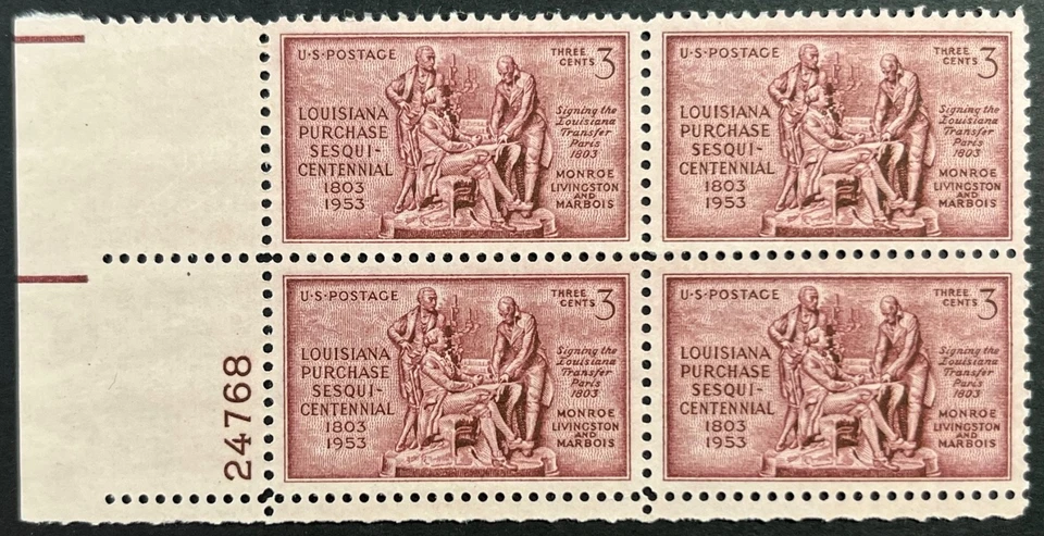 U.S. Scott #1020, P.B. of 4, Louisiana Purchase 150th Anniversary Issue, VF, MNH - Image 1 of 2
