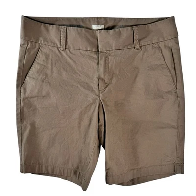 Pantalones Cortos J,Crew Frankie Beige Elastizados Frente Plano Tiro Medio Para Mujer Talla 8 Foto 1 de 4