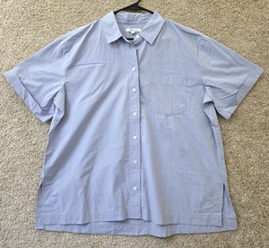 Madewell Signature Popeline camicia manica corta con bottoni blu chiaro L NL278 #33 - Foto 1 di 12