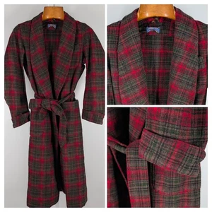 Vintage 50er 60er Pendleton Wollmantel Bademantel rot grün kariert Tartan USA 38" - Bild 1 von 7