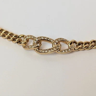 Collar gargantilla Dior tono dorado cadena bordillo con pavé de eslabones de cristal Foto 1 de 4