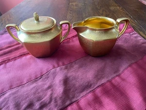 Vintage RS Pickard Germany Gold verkrustete Blumen Zuckerdose & Milchkännchen - Bild 1 von 8