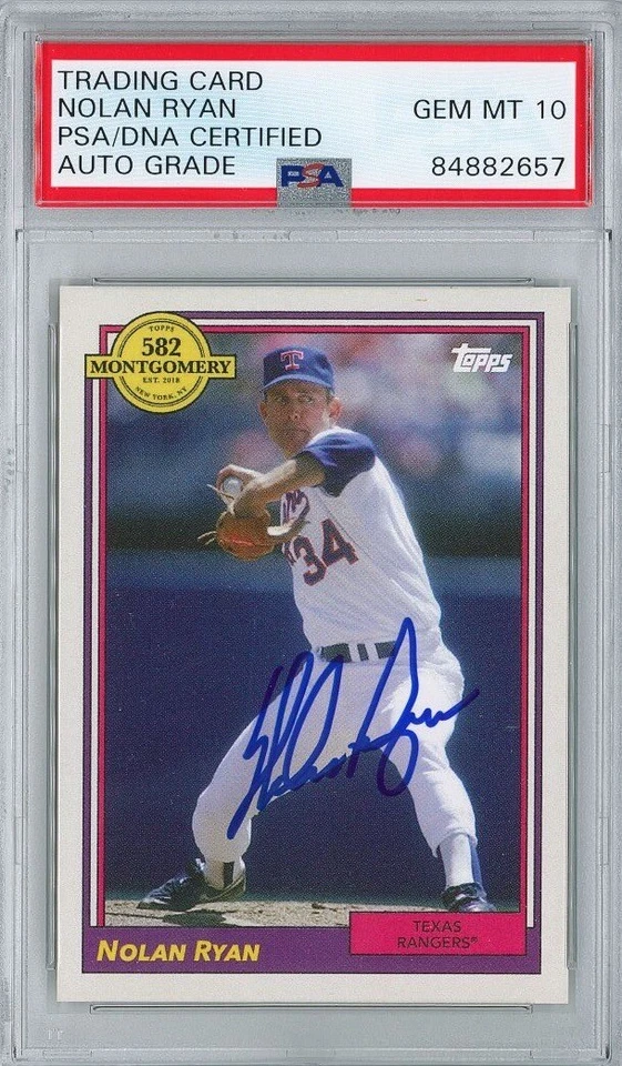 Nolan Ryan Signed 2022 Topps 582 Montgomery #20 Card PSA 84882657 GM MT 10 AUTO - Image 1 of 1