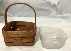 1991 Longaberger TARRAGON BOOKING BASKET - fixed handle + plastic protector 5x5 - Picture 1 of 8