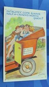 Freche Stocker Shaw Comic Postkarte 1920er Charabanc Bus KOMMEN SIE HABEN 2/6 WERT SCHNELL - Bild 1 von 2