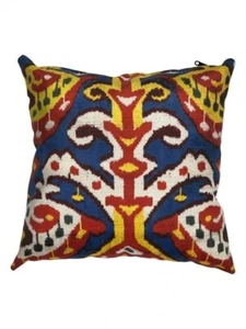Double sided Multi Color Turkish Silk ikat pillow 16'' - Picture 1 of 2