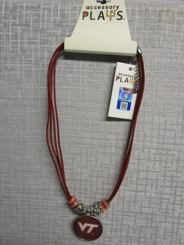 VIRGINIA TECH ACCESSORY PLAYS NECKLACE HOKIES VT CUTE MARRON ORANGE SILVER CHAIN Cover