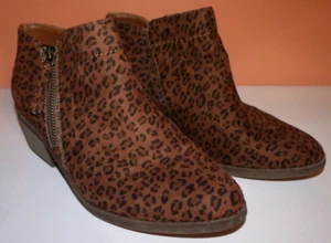 Time and Tru Brown Animal Print Side Zip Low Shaft Ankle Boot Women's 7.5 - Picture 1 of 8