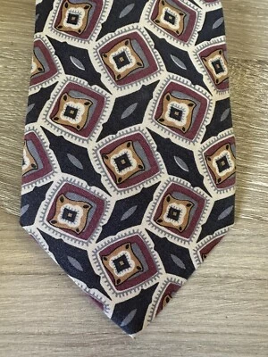 Corbata para hombre Kuppeheimer Premier geométrica azul marino y seda granate Foto 1 de 4