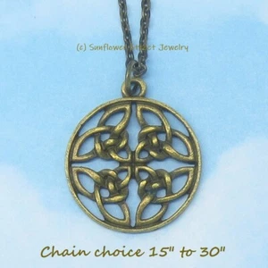 Celtic Triquetra Trinity Quadrata Necklace Antique Bronze 12067-nkh - Picture 1 of 5