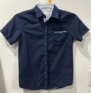 Craft + Flow Shirt Short Sleeve Button Navy Blue Boys Size 10/12-Medium - Picture 1 of 24