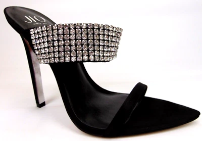 NEW! JENNIFER LOPEZ Noin Evening Heels Sandals Black Rhinestone Women Size 9.0 M — 第 1/4 张图片