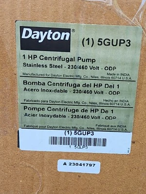 Dayton 5Gup3 Self Priming Centrifugal Pump, 1 Hp, 208 To 230/460V Ac, 3 Phase, - Image 1 of 4