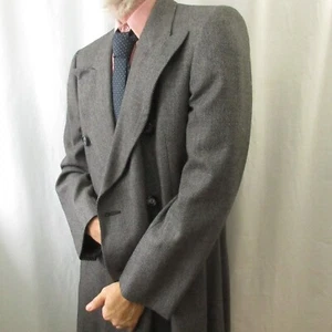 Vintage 60s Men CHRISTIAN DIOR RARE Dble Breasted Wool Overcoat UNION EXCELLENT - Picture 1 of 23