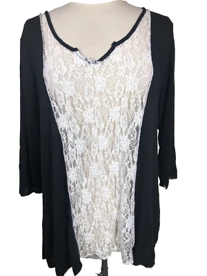 Surrealist USA Boho Vintage Gypsy Goth Punk Style Sheer Lace Top T-Shirt Size 2 - Image 1 of 4