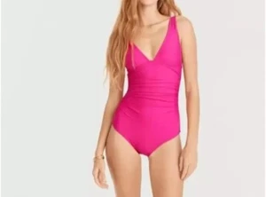 Traje de baño J.Crew para mujer acanalado cuello en V de una pieza radiante fucsia BC116 talla 2 NUEVO - Imagen 1 de 15