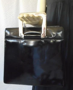 Sergio Rossi Black Leather Handbag - Picture 1 of 12