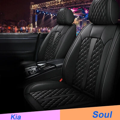 Juego completo de fundas de 5 asientos de cuero PU para Kia Soul 2020-2023 cojín de asiento delantero y trasero Foto 1 de 4