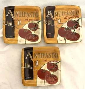 NEW - Three 6" Square Plates - CUCINA "Antipasto" Pier 1 Earthenware - Picture 1 of 4