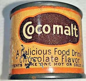 Antike VOLLE PROBE GRÖSSE 1930er COCOMALT COCO MALT heiße Schokolade BLECH HOBOKEN NJ - Bild 1 von 6