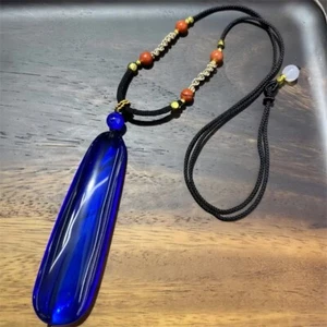High Quality Blue Sapphire Pendant Necklace Lab Created AAAA+ Corundum Sapphire - Picture 1 of 6