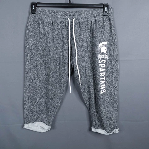Michigan State Spartans Sweatpants XL Gray Lounge Capri Joggers Knit Cover