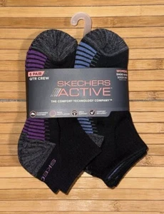 Women's Skechers Active QTR Crew Socks 6-9.5 Cushioned Arch Support 6 Pair New - Picture 1 of 2