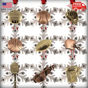 Pewter Sports Snowflake Christmas Tree Ornaments (30 Options) Made in the USA - Picture 1 of 46