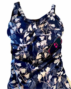 SHEKINI Womens One Piece Skirted Swimsuit Back Crisscross Ruched Swimdress Med - Picture 1 of 6