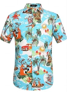 SSLR Men's Santa Claus Party Tropical Ugly Hawaiian Christmas Shirt Size XL (E1) - Picture 1 of 6