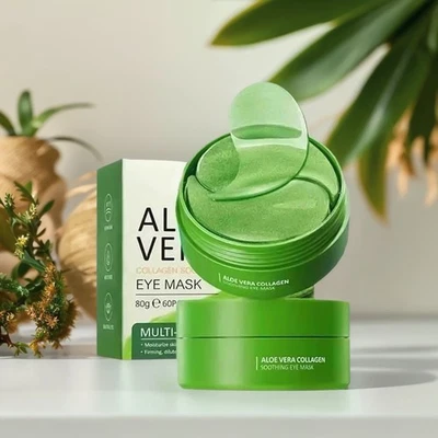 60 Pcs Under Eye Pads Aloe Vera Collagen Mask Hydrating Anti Aging Wrinkles - Image 1 of 4