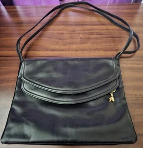 Cartera Ruth Saltz Vintage Cuero Negro Doble Asa 11" x 9" - Imagen 1 de 12